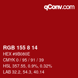 Farbcode: RGB 155 8 14 | qconv.com
