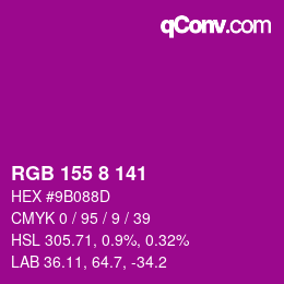 Farbcode: RGB 155 8 141 | qconv.com