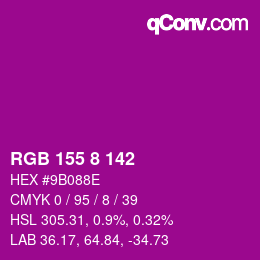 Farbcode: RGB 155 8 142 | qconv.com