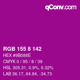 Color code: RGB 155 8 142 | qconv.com