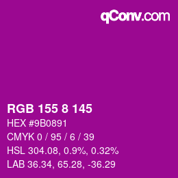 Color code: RGB 155 8 145 | qconv.com