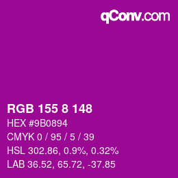 Farbcode: RGB 155 8 148 | qconv.com