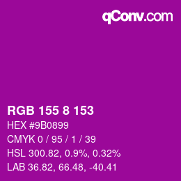 Farbcode: RGB 155 8 153 | qconv.com