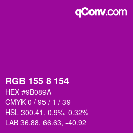 Farbcode: RGB 155 8 154 | qconv.com