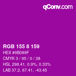 Color code: RGB 155 8 159 | qconv.com