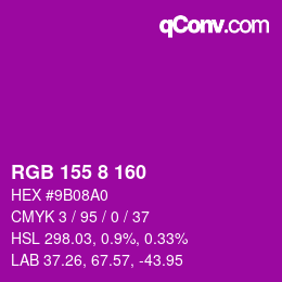 カラーコード: RGB 155 8 160 | qconv.com