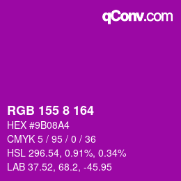 Color code: RGB 155 8 164 | qconv.com