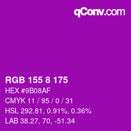 カラーコード: RGB 155 8 175 | qconv.com