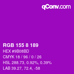 Color code: RGB 155 8 189 | qconv.com