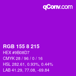 カラーコード: RGB 155 8 215 | qconv.com