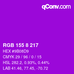 Color code: RGB 155 8 217 | qconv.com