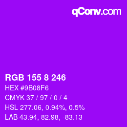 Color code: RGB 155 8 246 | qconv.com