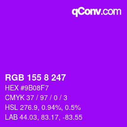 Color code: RGB 155 8 247 | qconv.com