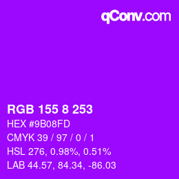Color code: RGB 155 8 253 | qconv.com
