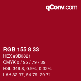Color code: RGB 155 8 33 | qconv.com