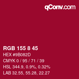 Color code: RGB 155 8 45 | qconv.com