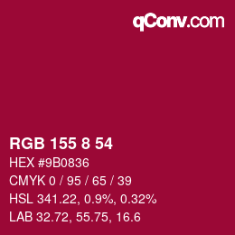 Farbcode: RGB 155 8 54 | qconv.com