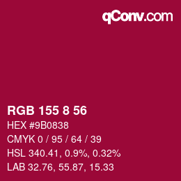 Color code: RGB 155 8 56 | qconv.com