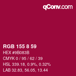 Farbcode: RGB 155 8 59 | qconv.com