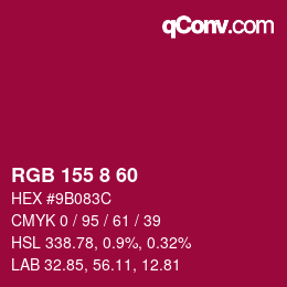 Color code: RGB 155 8 60 | qconv.com