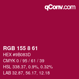 Farbcode: RGB 155 8 61 | qconv.com