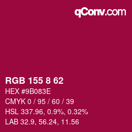 Color code: RGB 155 8 62 | qconv.com