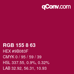 Color code: RGB 155 8 63 | qconv.com
