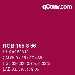 Color code: RGB 155 8 66 | qconv.com