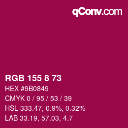 Color code: RGB 155 8 73 | qconv.com