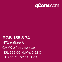 颜色代码: RGB 155 8 74 | qconv.com
