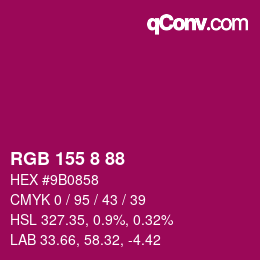 Color code: RGB 155 8 88 | qconv.com