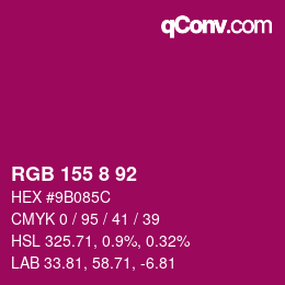 Farbcode: RGB 155 8 92 | qconv.com