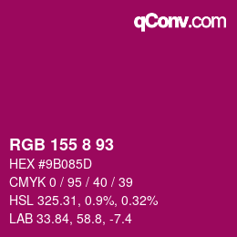 Color code: RGB 155 8 93 | qconv.com