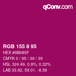 Color code: RGB 155 8 95 | qconv.com