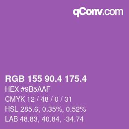 カラーコード: RGB 155 90.4 175.4 | qconv.com