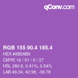 カラーコード: RGB 155 90.4 185.4 | qconv.com