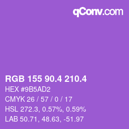カラーコード: RGB 155 90.4 210.4 | qconv.com
