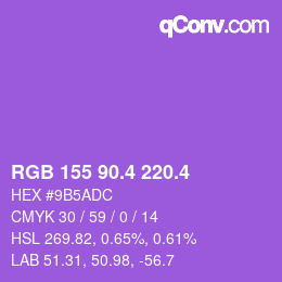 カラーコード: RGB 155 90.4 220.4 | qconv.com