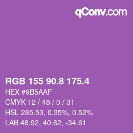 カラーコード: RGB 155 90.8 175.4 | qconv.com