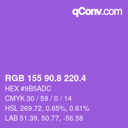 カラーコード: RGB 155 90.8 220.4 | qconv.com