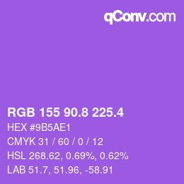 カラーコード: RGB 155 90.8 225.4 | qconv.com