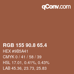 カラーコード: RGB 155 90.8 65.4 | qconv.com