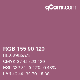 颜色代码: RGB 155 90 120 | qconv.com