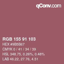 颜色代码: RGB 155 91 103 | qconv.com