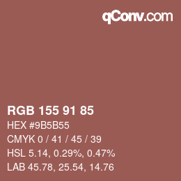 Color code: RGB 155 91 85 | qconv.com