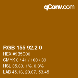 カラーコード: RGB 155 92.2 0 | qconv.com