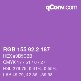 カラーコード: RGB 155 92.2 187 | qconv.com