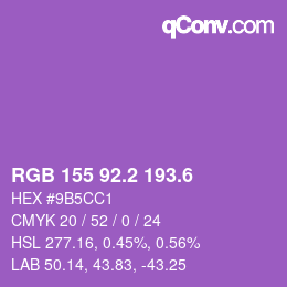 カラーコード: RGB 155 92.2 193.6 | qconv.com