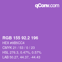 カラーコード: RGB 155 92.2 196 | qconv.com