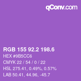 カラーコード: RGB 155 92.2 198.6 | qconv.com